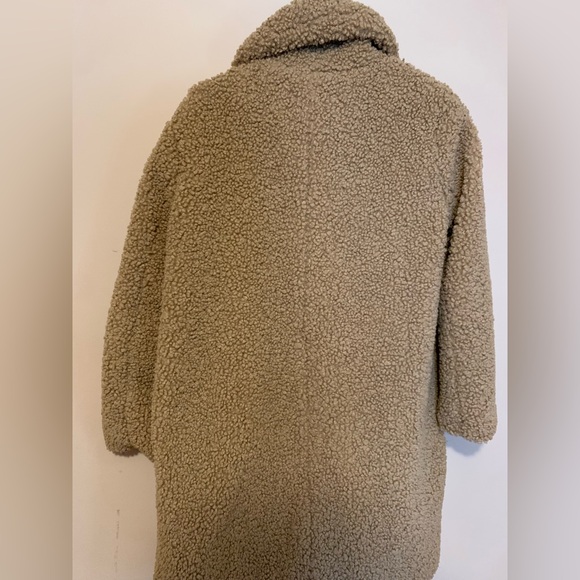 C&C California vintage brown tan double button long teddy jacket pea coat - Picture 5 of 13